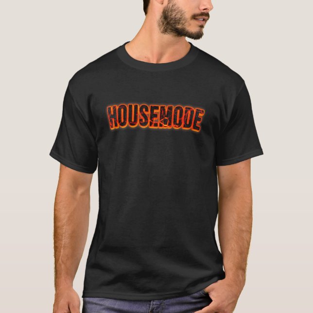 Techno Rave House Mode on Fire Lava Housemode Acid T Shirt (Framsida)