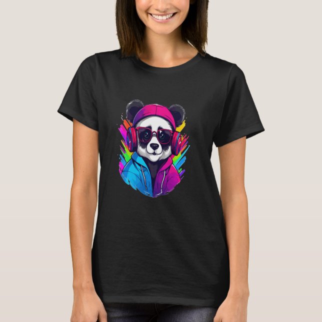 Techno Rave Panda House Music Älskare Raver T Shirt (Framsida)