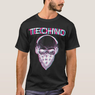 Techno Skull Glitch Trippy EDM Rave Hardstyle Gift T Shirt