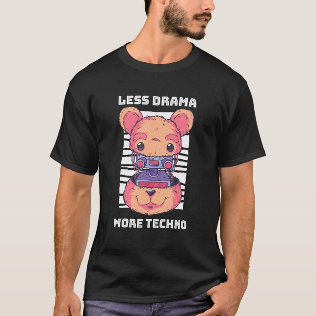 Techno Teddy Hardstyle Rave Dj Electro Festival Ra T Shirt (Framsida)