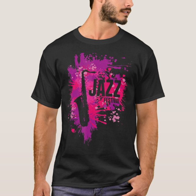 Techno Trance House Dance Music Dj Ridim Jazz Fest T Shirt (Framsida)