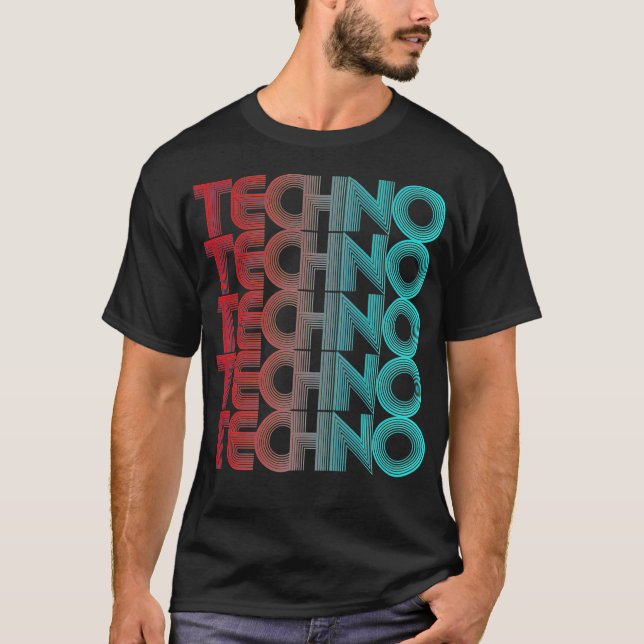 Techno Vaporwave Techno House Music EDM Älskare DJ T Shirt (Framsida)
