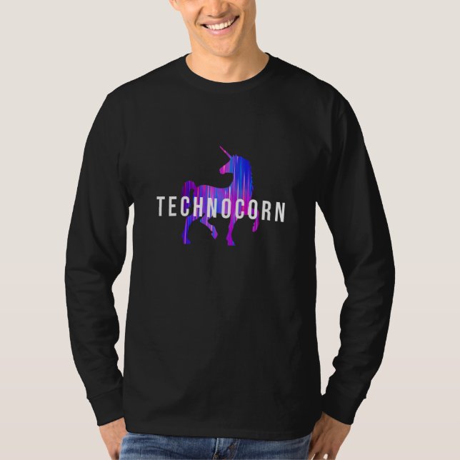Technocorn Techno Festival Rave Musik DJ EDM Bas  T Shirt (Framsida)