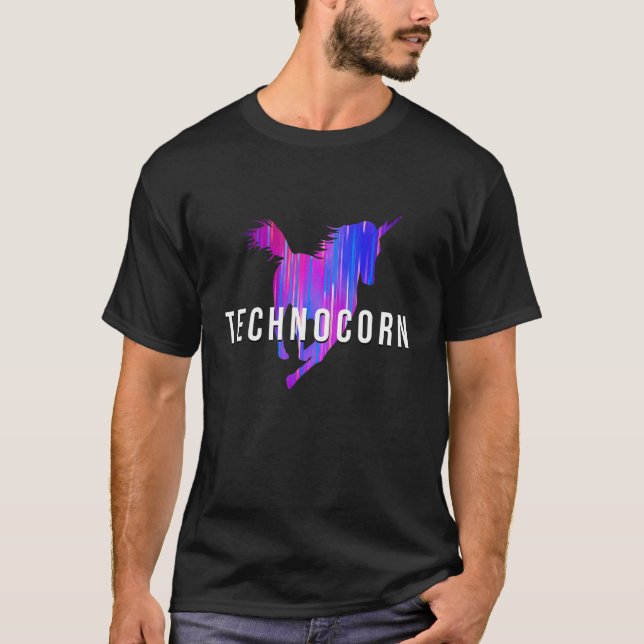 Technocorn Techno Festival Rave Musik DJ EDM Bas  T Shirt (Framsida)