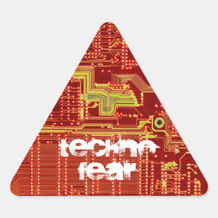 Technofear varningsklistermärke triangelformat klistermärke