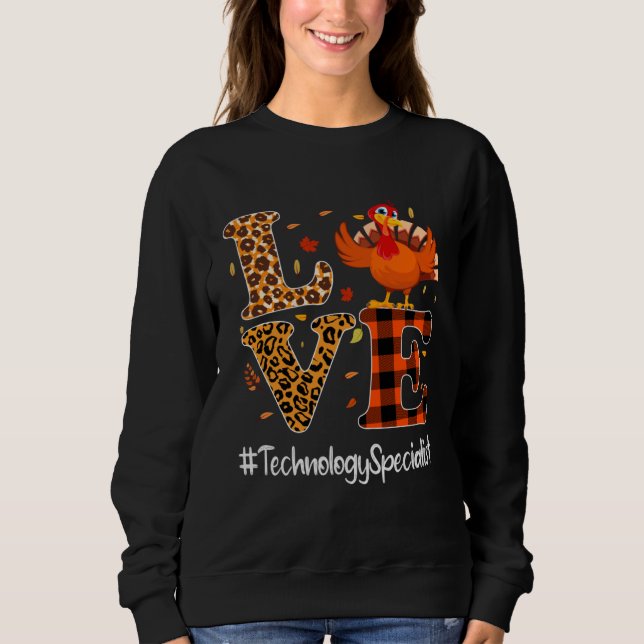 Technology Specialist Love Thanksgiving Leopard Tu T Shirt (Framsida)