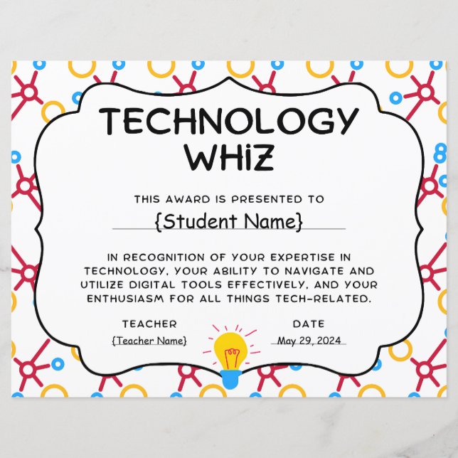 Technology Whiz Student Recognition Award (Framsida)