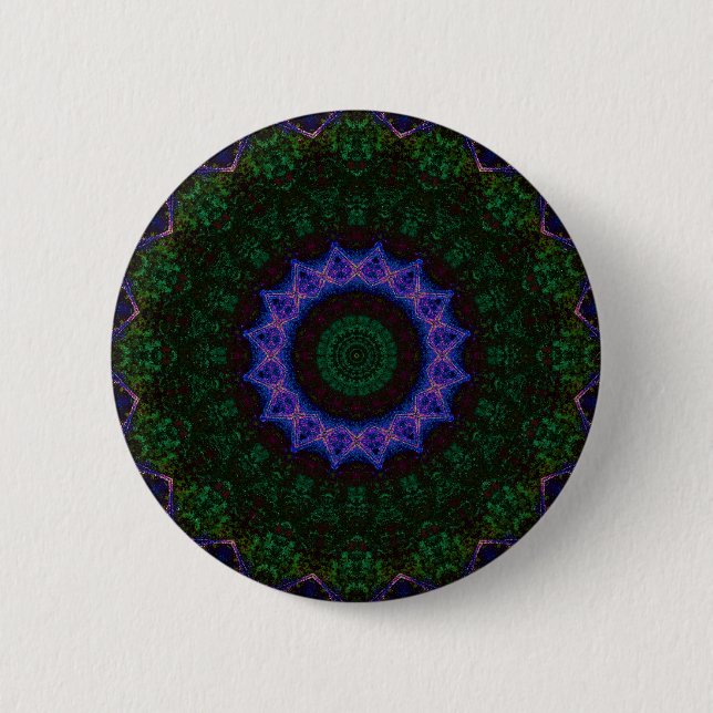 Technomancy Black Abstrakt Mandala Button Knapp (Framsida)