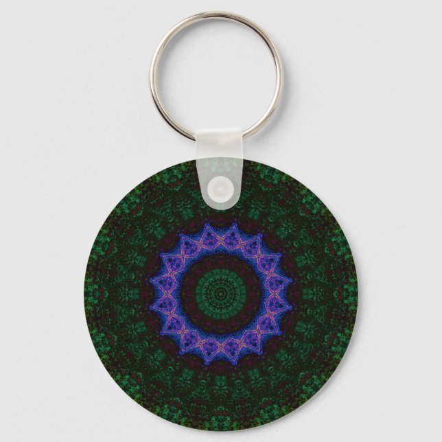 Technomancy Black Abstrakt Mandala Keychain Nyckelring (Framsida)