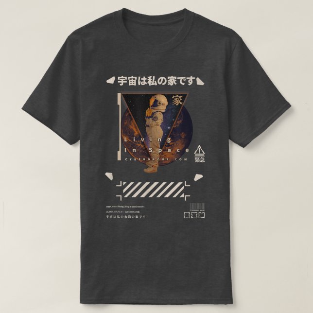 Techwear Cyberpunk Living in Space T Shirt (Design framsida)