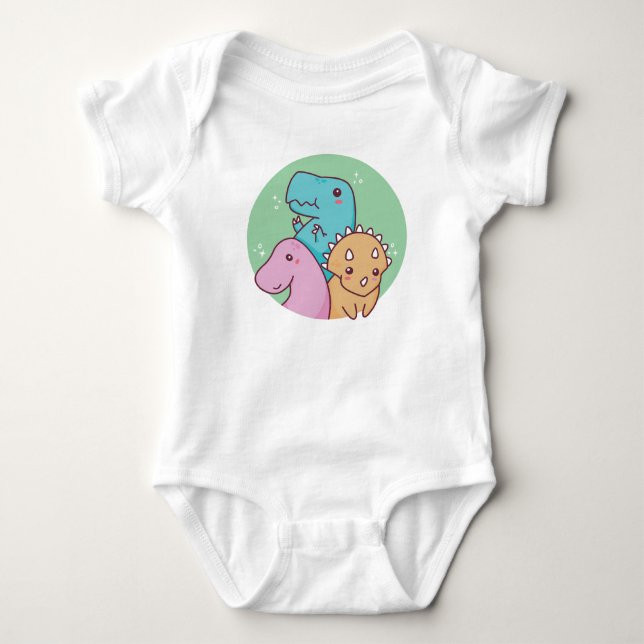 Teckad dinosaurduo i pastellfärger t shirt (Framsida)