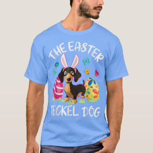 Teckel Hund Bunny Dancing Eggs Lycklig Påsk Tec T Shirt