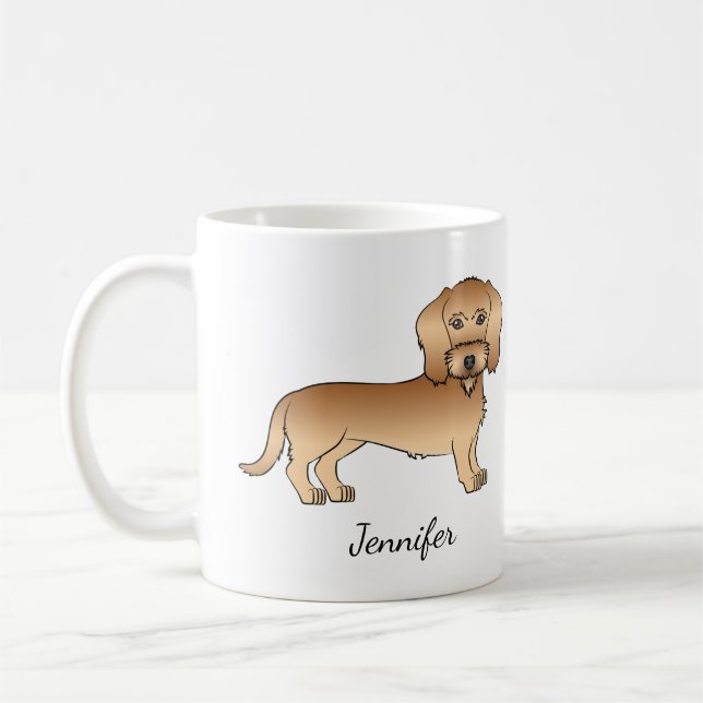 Teckel med vetefärgad strävhår Serietecknad hund o Kaffemugg (Vänster)