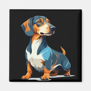 Teckel Vector Art med Vibrant Färg Magnet