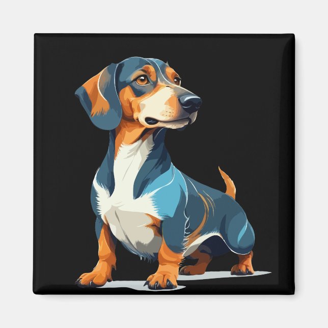 Teckel Vector Art med Vibrant Färg Magnet (Framsidan)