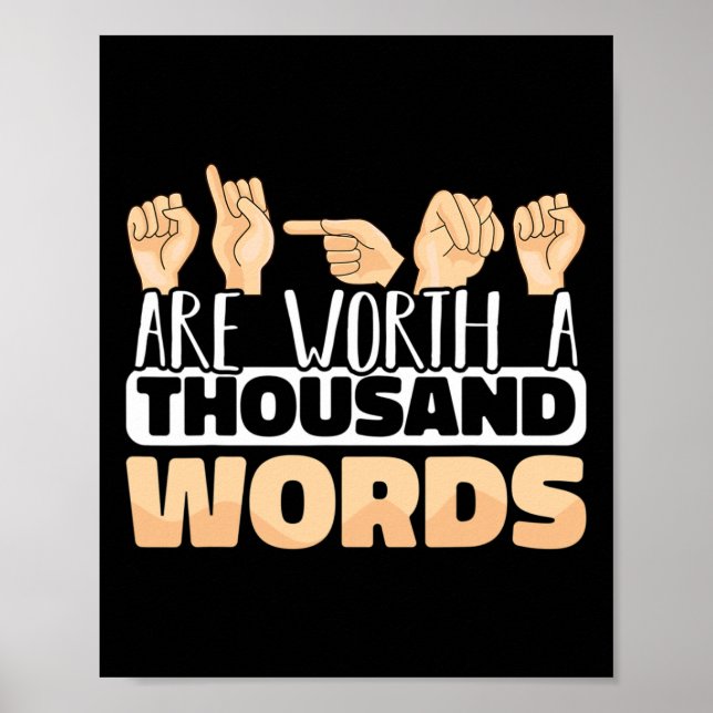 Tecken är värda tusen Ord ASL American Sign Poster (Framsidan)