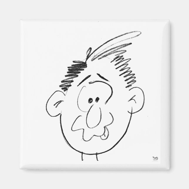 Tecken Fånig Ansikte Man Animi Magnet (Framsidan)