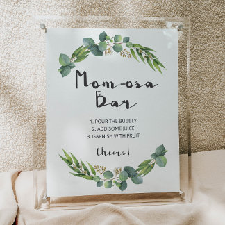 Tecken för botaniskt babyskor Momosa Pub Poster