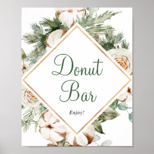 Tecken för bröllopsfest med tall vinter donut bar poster