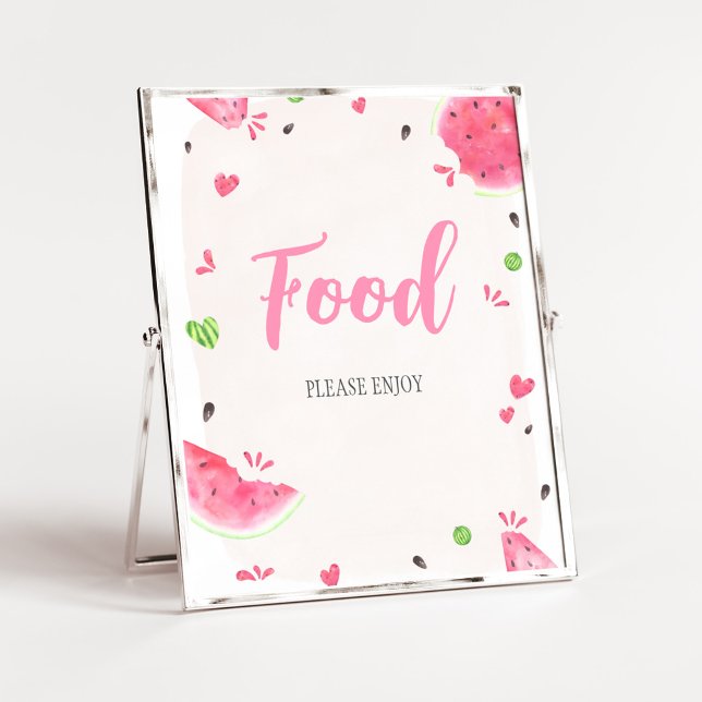 Tecken för flicka vattenmelon baby shower-partygåv poster (Sweet Little Baby Shower Food Sign)