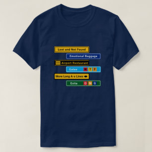 Tecken för flygplatser för resenärer med utmaninga t shirt