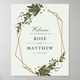 tecken för geometrisk blommigt bröllop poster