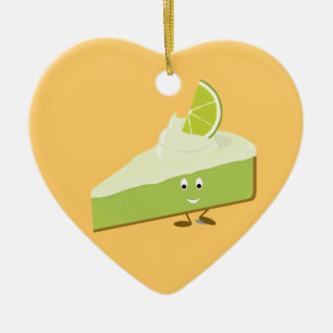 Tecken för limefruktpajskiva julgransprydnad keramik