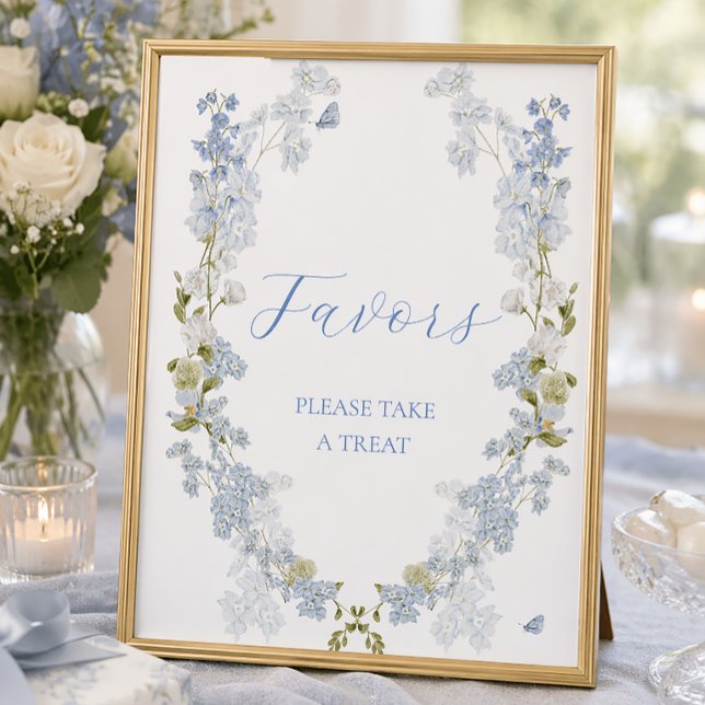 Tecken för presenter med blå blommor poster (Skapare uppladdad)