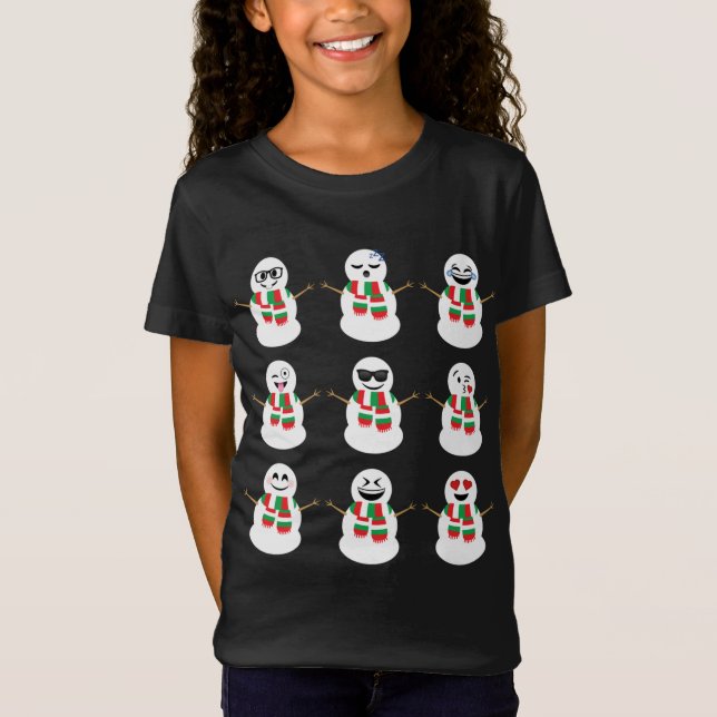 Tecken för snögubbe Ansikte Cute Jul T Shirt (Framsida)
