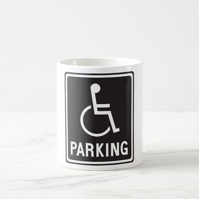 Tecken för tillgänglig parkeringsplats rullstolssy kaffemugg (Skapare uppladdad)