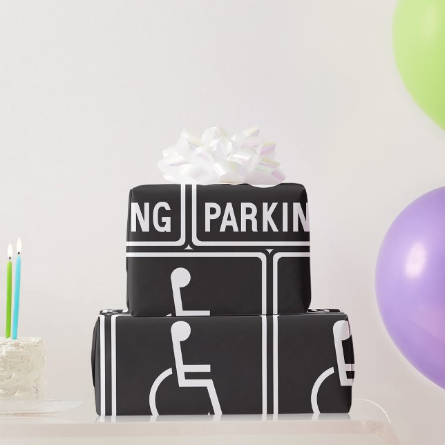 Tecken för tillgänglig parkeringsplats rullstolssy presentpapper (Skapare uppladdad)