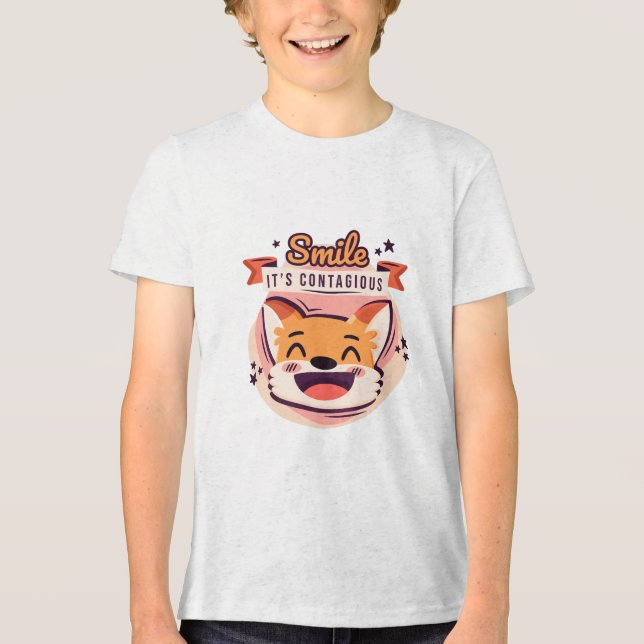 Tecken Fox Smile Kids Baby T-Shirt (Framsida)