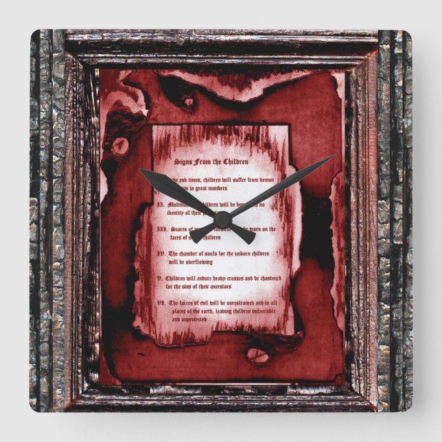 Tecken från barnen fyrkantig klocka (Framsida)