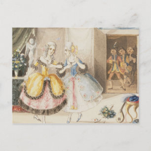 Tecken från "Cosi fläkt tutte" av Mozart, 1840 Vykort