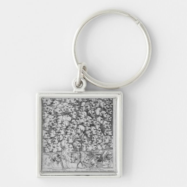 Tecken och karikatyrer fyrkantig silverfärgad nyckelring (Framsidan)