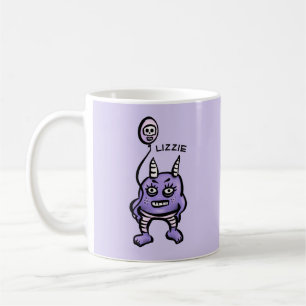 Tecken på Cute Demon Lila Tecknad Horror Character Kaffemugg