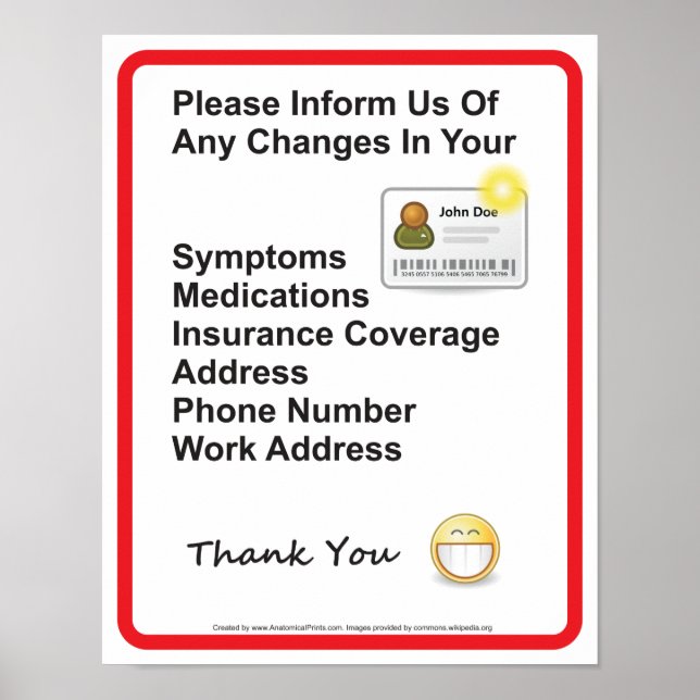 Tecken på doktor patientinformationsmätare poster (Framsidan)