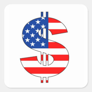 Tecken på dollarsymbol fyrkantigt klistermärke