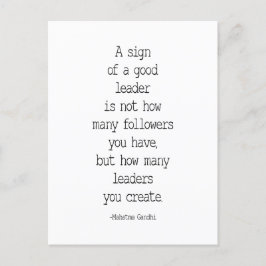 Tecken på en bra ledare, Mahatma Gandhi-citat Vykort