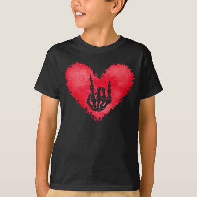 Tecken på Hand Sten på hornhinnans Valentineser i  T Shirt (Framsida)