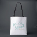 Tecken på Mint Brides Squad Personlig Brudens sida Tygkasse<br><div class="desc">Anpassningsbar brudens sida tote bags med "Torgrafik" i snyggtens penselskript. Anpassa den med bröllop-datum,  bröllop-hashtagg,  namn eller annan anpassningsbar. Cute Polka-prick på baksidan. Perfektens gåva till brud,  brudgumm och bröllopsfest!</div>