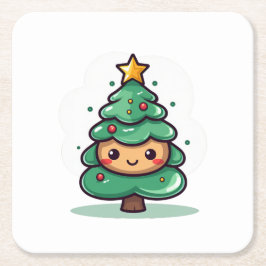 Tecken på positiv Cute Julgran Underlägg Papper Kvadrat