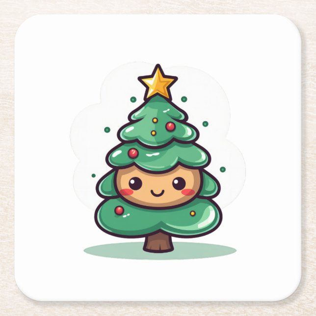 Tecken på positiv Cute Julgran Underlägg Papper Kvadrat (Framsidan)