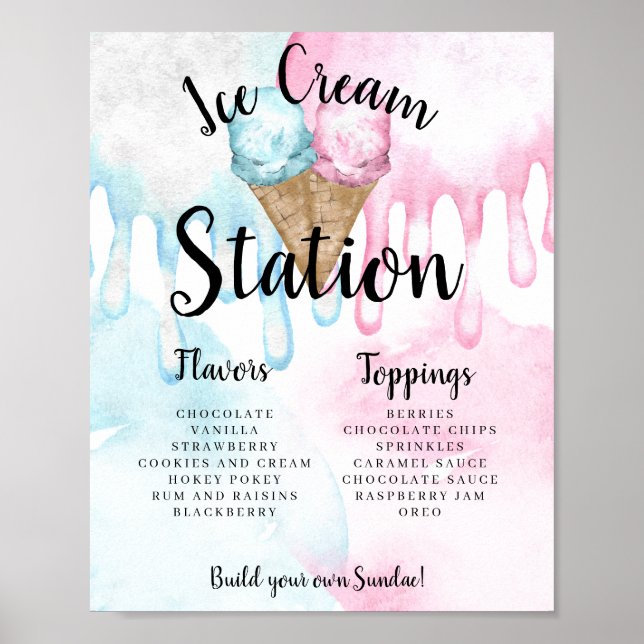 Tecken på station för gender av iskräm. poster (Framsidan)
