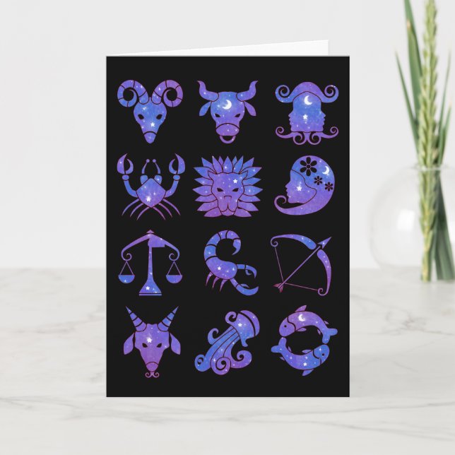 Tecken på Zodiac Greeting Card Kort (Framsida)
