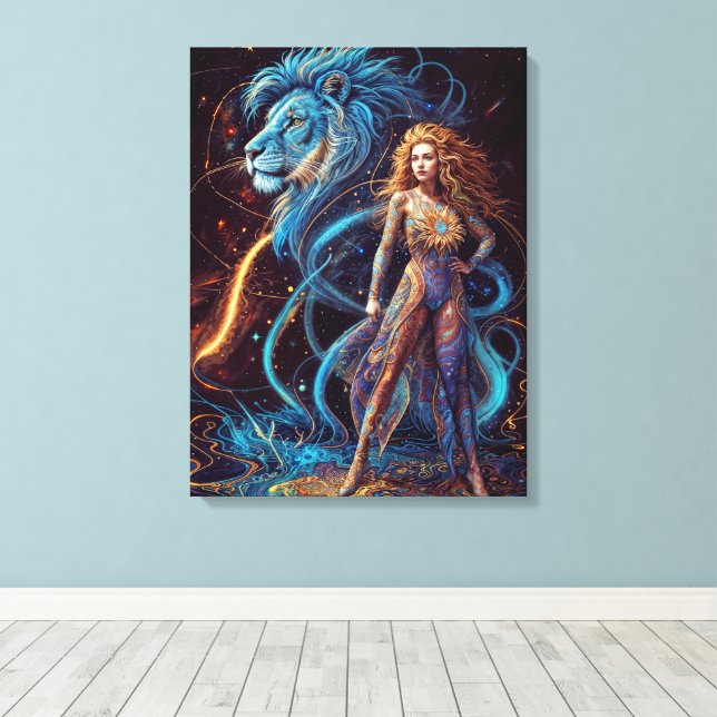 Tecken på Zodiac - Leo Canvastryck (Insitu (trägolv))
