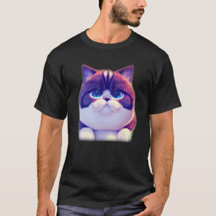 Tecken Söt Fluffig Knubbig Exotisk Korthårig Katt T Shirt