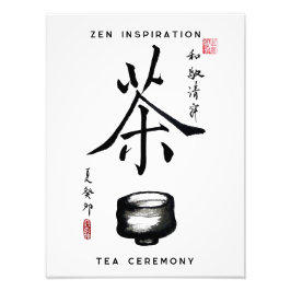 Tecken "tea" Tea Ceremony Zen Photo EnUtvidgning Fototryck