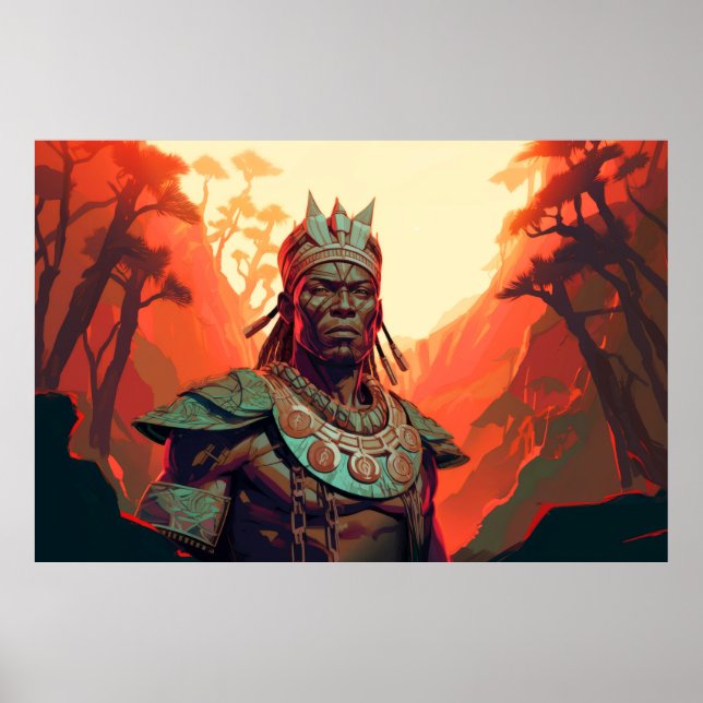 Tecken Warrior African Porträtt Poster (Framsidan)