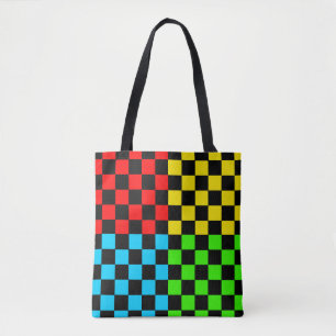 Teckenblocket Checkboard Chess Squares Art Tote Tygkasse